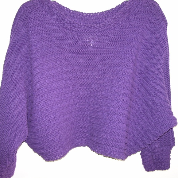 VTG David Brett PURPLE Knit Crop Top Sweater Sz M - Picture 7 of 8